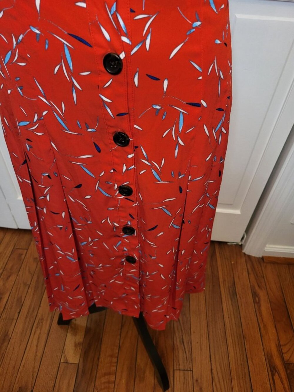 Banana Republic Red Geometric Print Button Up Midi Skirt 8 Nautical Preppy Twee - Picture 4 of 9